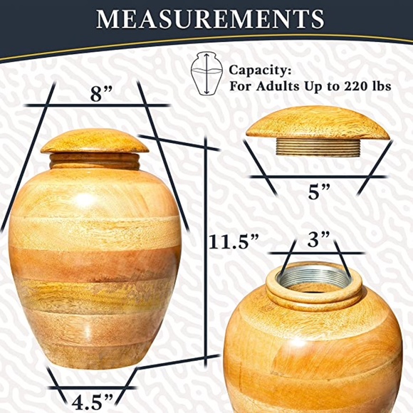 NWT Urn | Malaika Memorials Cremation Urn | Wooden Funeral Urn for Adults - Picture 2 of 15